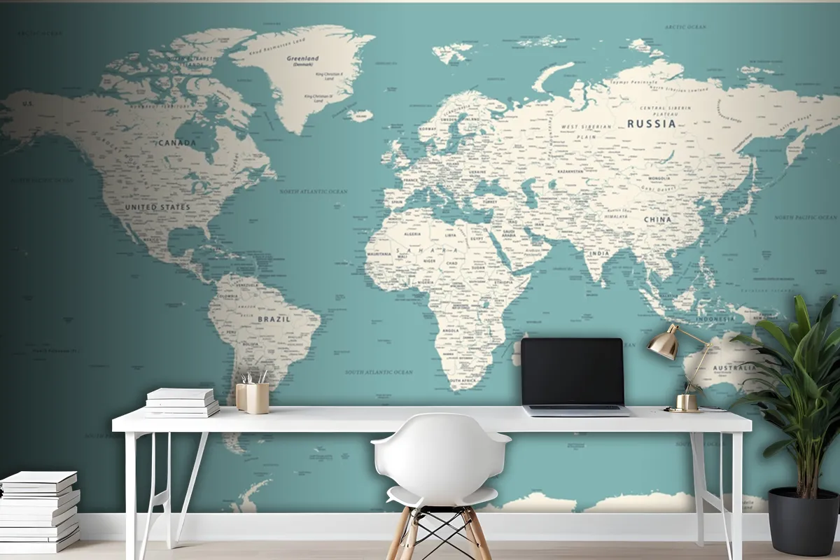 World Map Vintage Political Detailed Wallpaper Mural