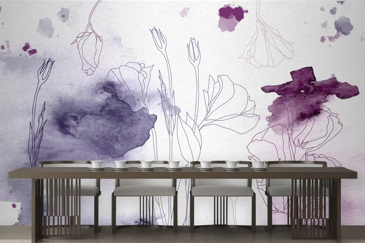 Watercolor Floral Background Wallpaper Mural