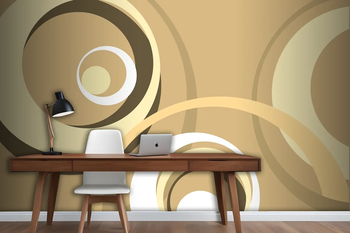 Retro Background With Circular Wavy Shapes Wallpaper Mural