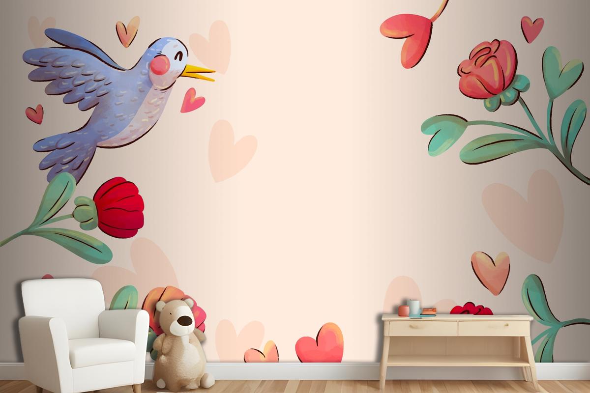 Watercolor Background For Valentines Day Celebration Wallpaper Mural