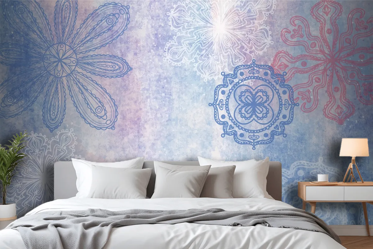 Watercolor Background With Hand Drawn Elements Wallpaper Mural