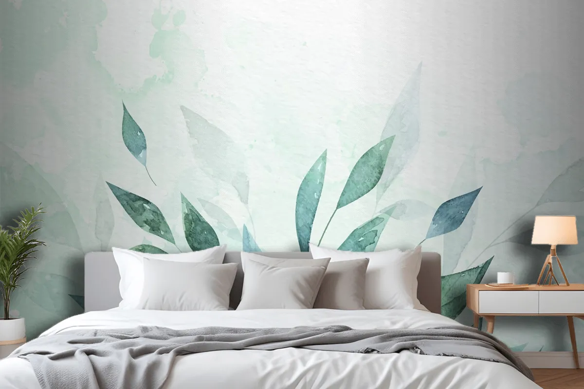 Hand Painted Watercolor Nature Background Wallpaper Mural