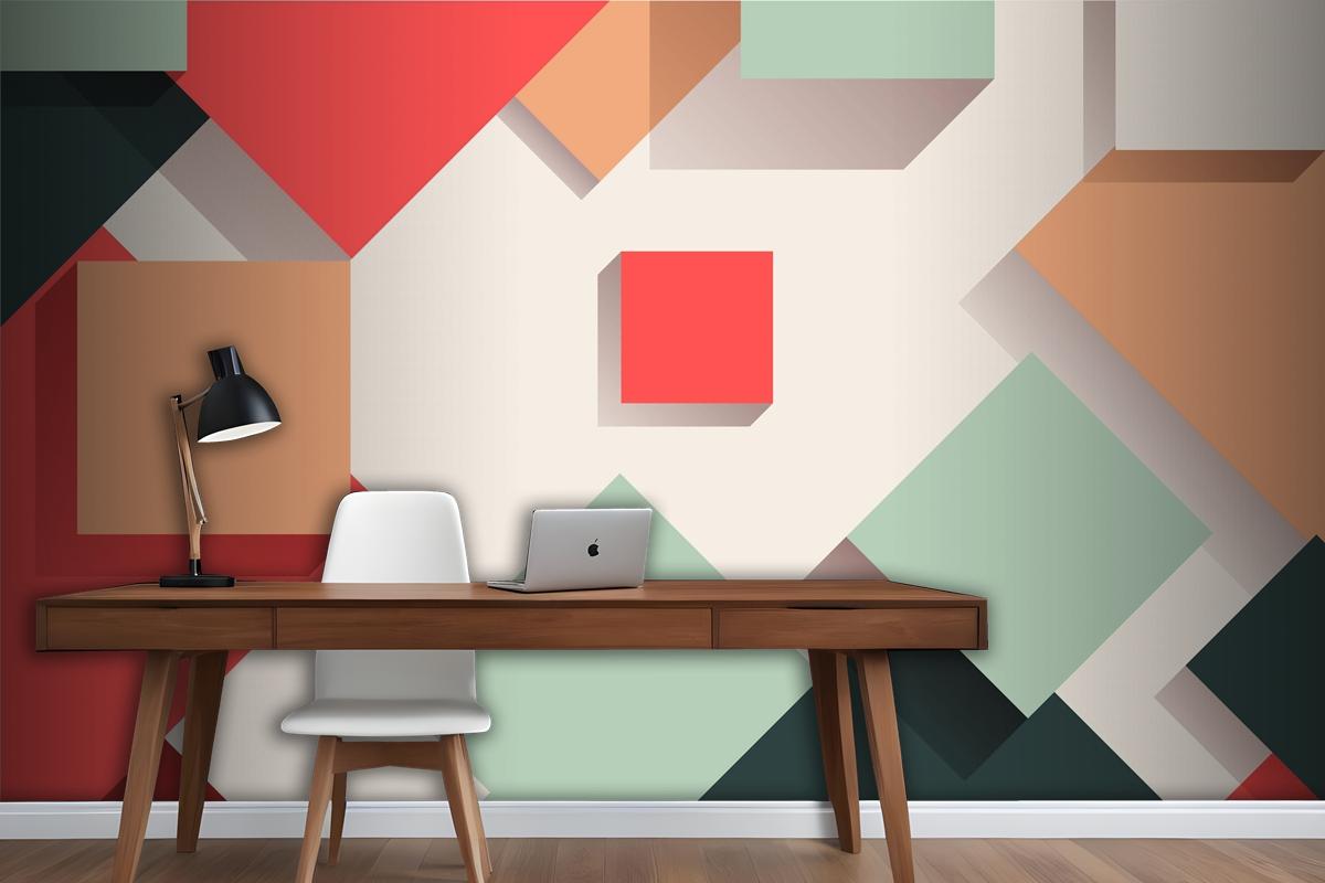 Flat Geometric Background Office Wallpaper Mural