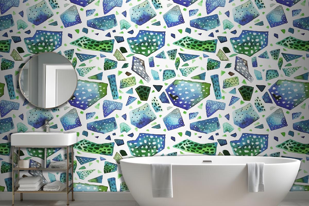 Hand Painted Colorful Terrazzo Pattern Wallpaper Mural