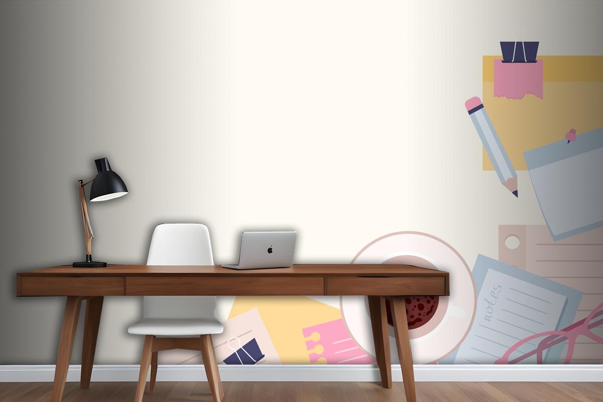 Paper Notes Illustration In Flat Design Wallpaper Mural