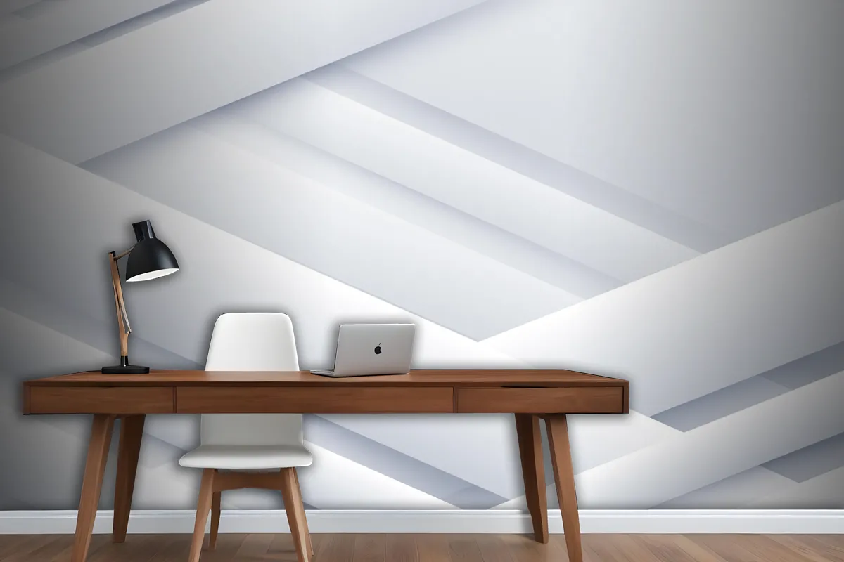 Paper Style White Monochrome Wallpaper Mural