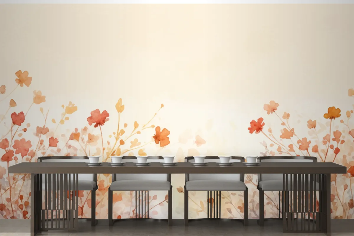 Watercolor Frame Autumn Leaves Background Wallpaper Mural