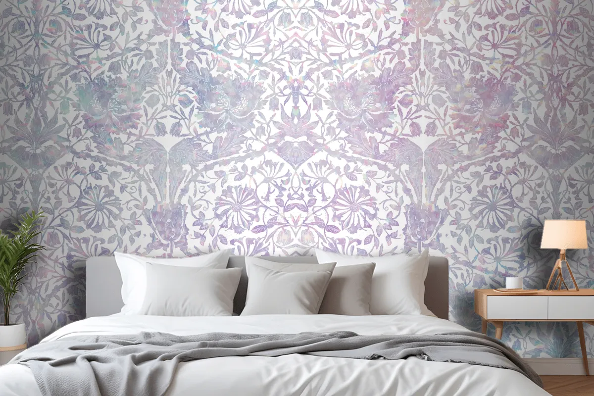 Vintage Floral Holographic Pattern Wallpaper Mural