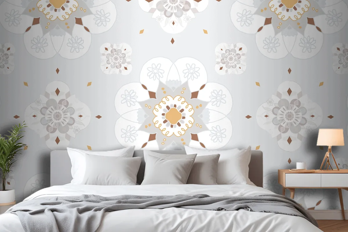 Oriental Mandala Floral Pattern Wallpaper Mural