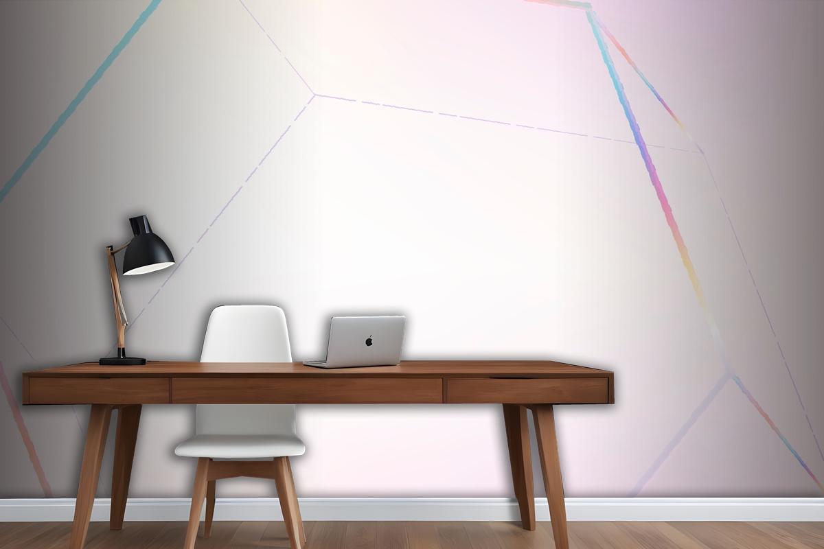 Pink Geometric Hexagonal Prism Office Wallpaper Mural