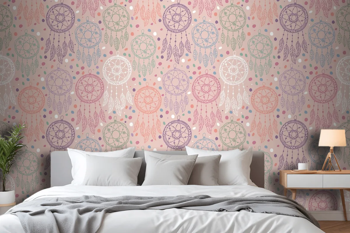 Engraving Hand Drawn Boho Pattern Design Wallpaper Mural