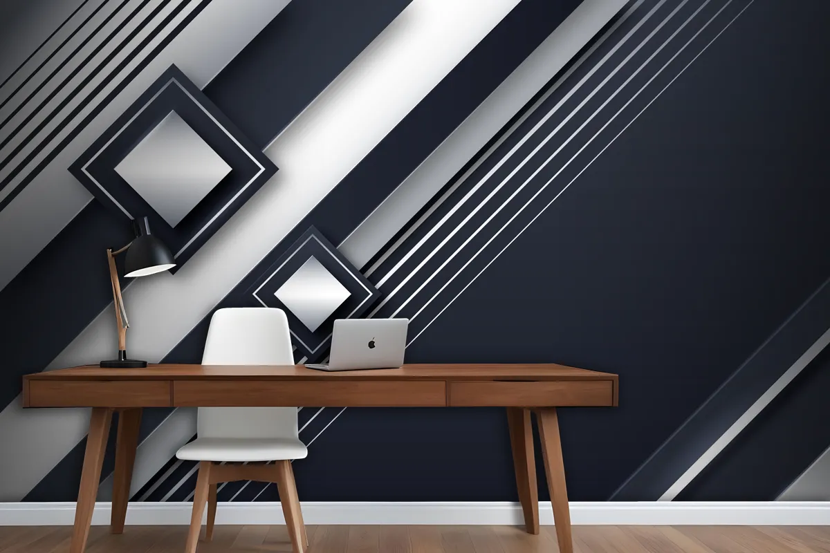 Gradient Silver Background Office Wallpaper Mural