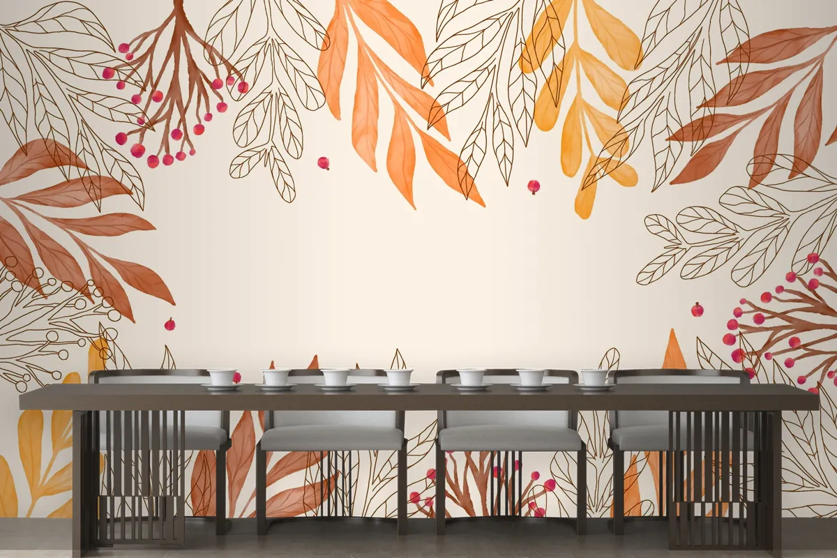 Watercolor Autumn Background Wallpaper Mural