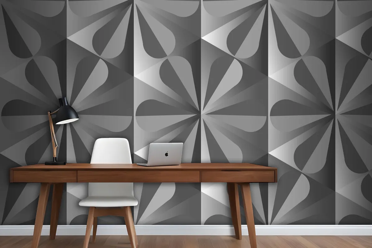 Simple 3D Geometric Pattern Grey Background Wallpaper Mural