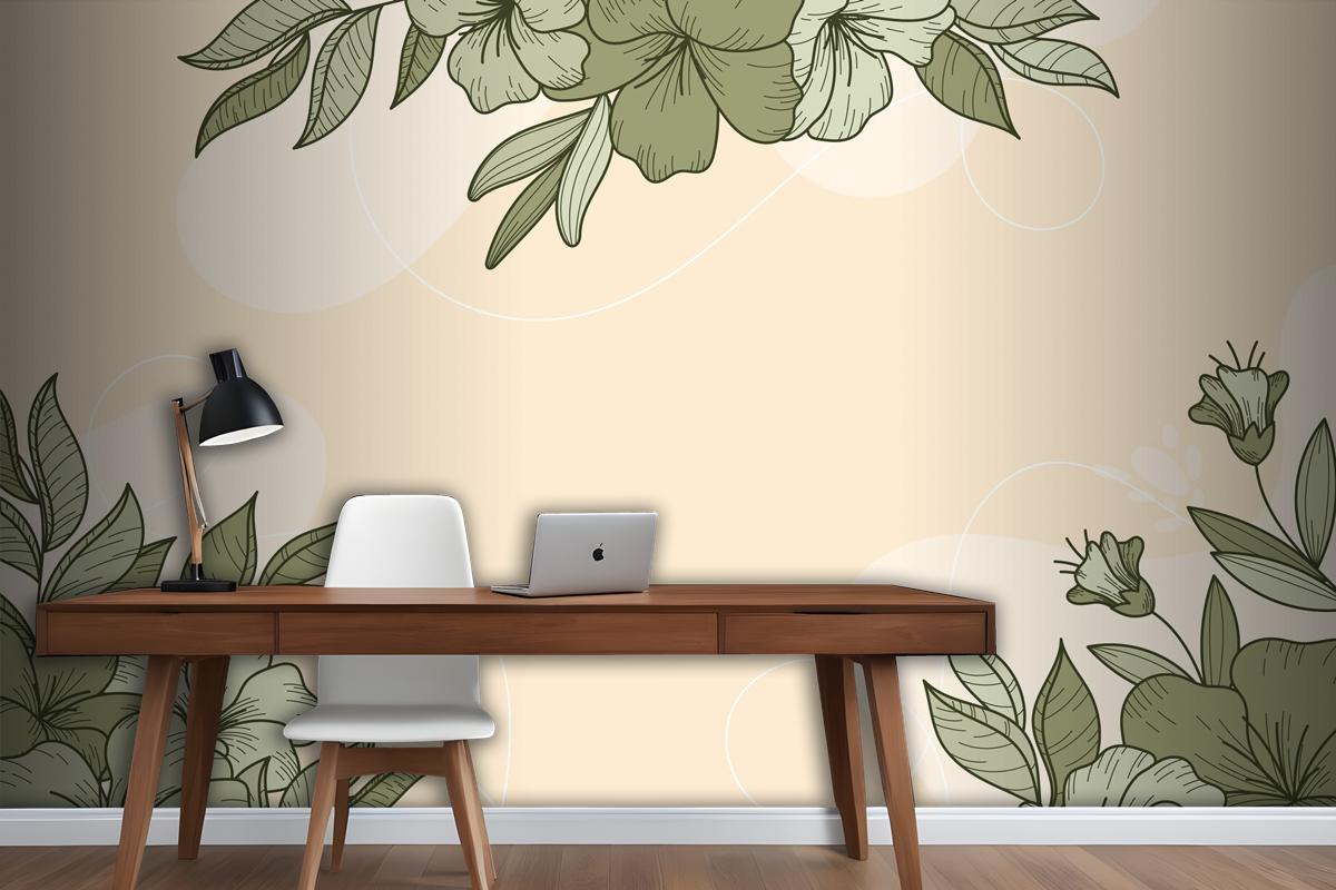 Floral Linear Design Background Wallpaper Mural