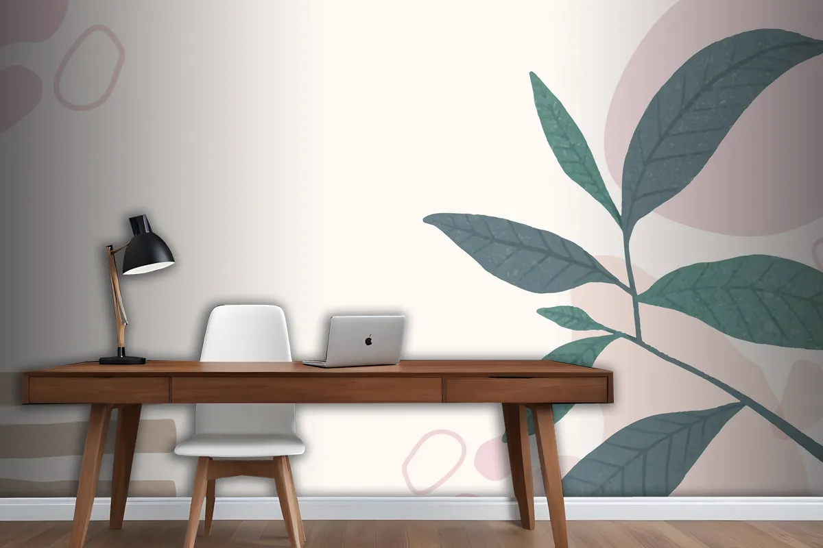 Aesthetic Pastel Botanical Abstract Office Wallpaper Mural