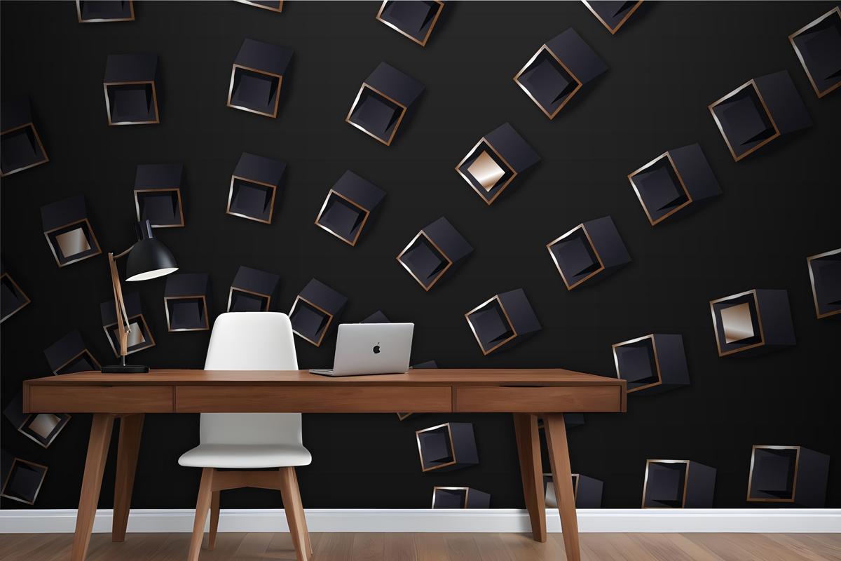 Gradient Black Background With Cubes Wallpaper Mural