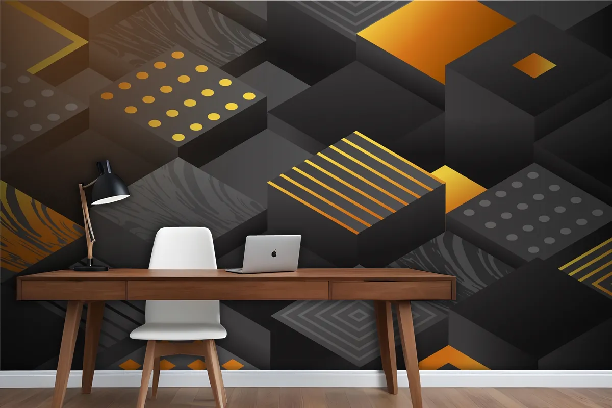 Gradient Black Background With Cubes Office Wallpaper Mural