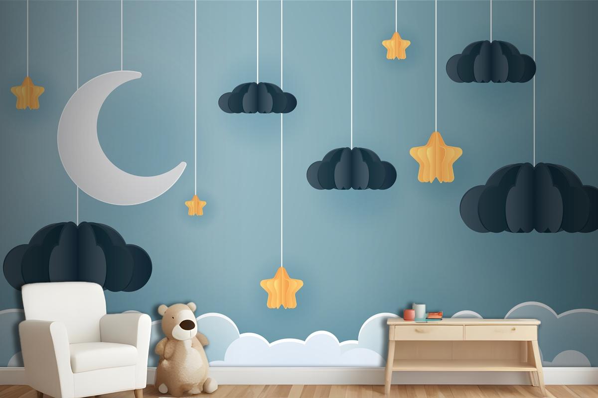 Family In The Moon And Star With The Night Wallpaper Mural