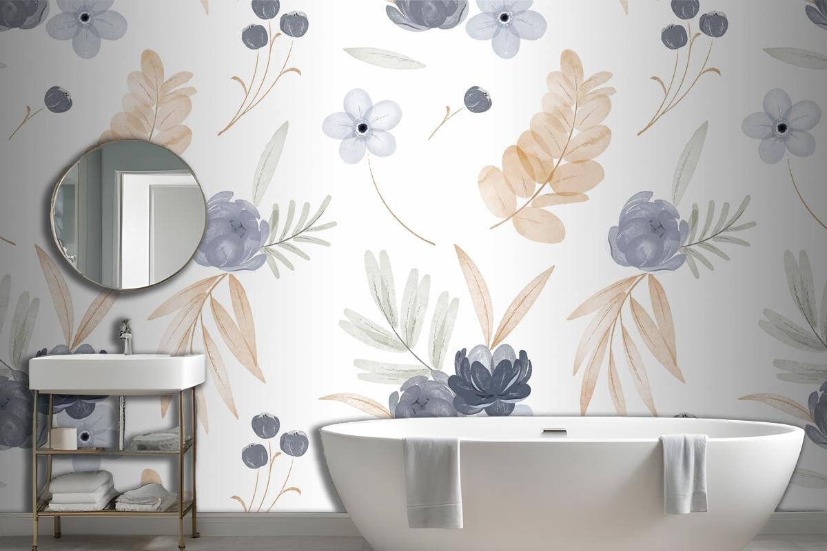 Watercolor Floral Pattern Wallpaper Mural