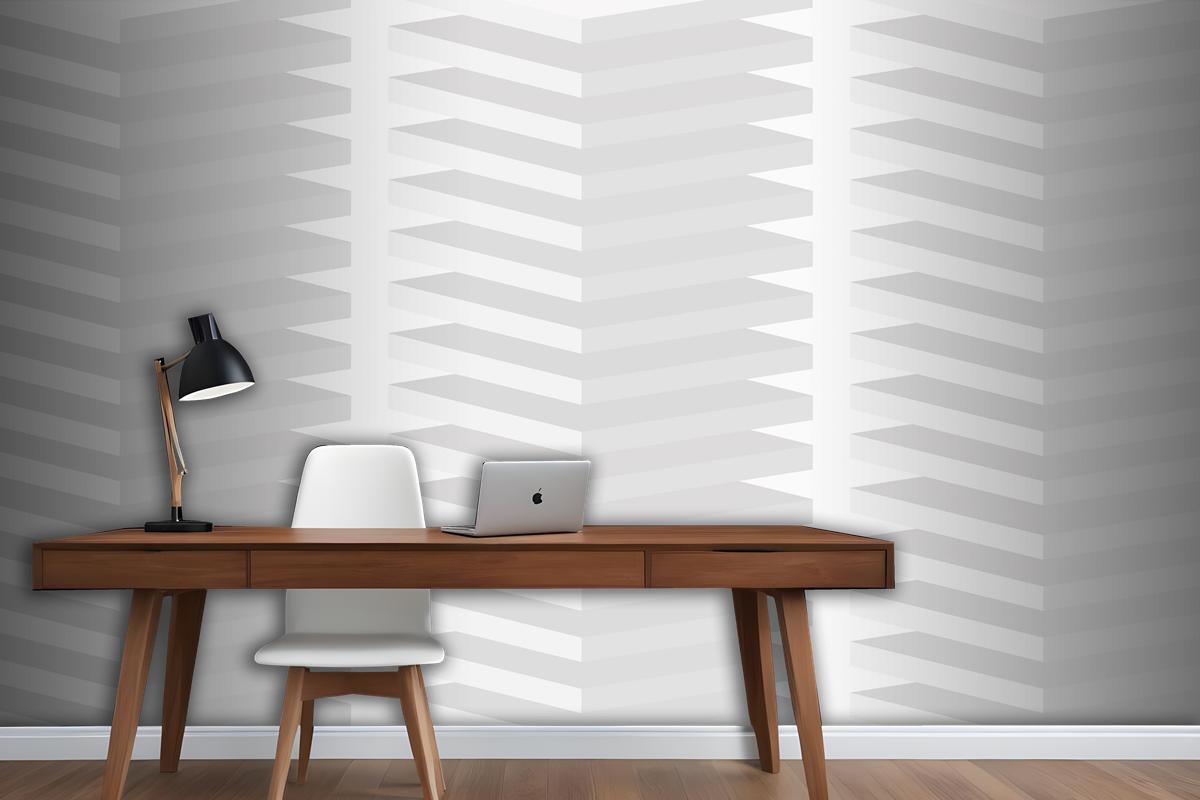 Geometric Pattern Background White Minimal 3D Design Wallpaper Mural