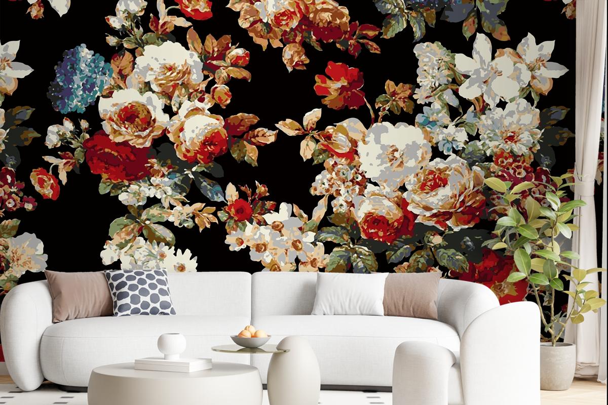 Seamless Flower Pattern Wallpaper Mural