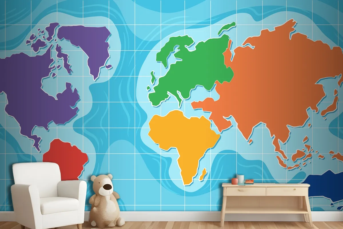 Aerial View Of World Map Wallpaper Mural