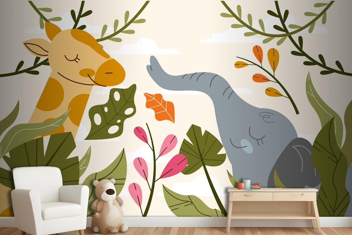 Hand Drawn Wildlife Background Wallpaper Mural