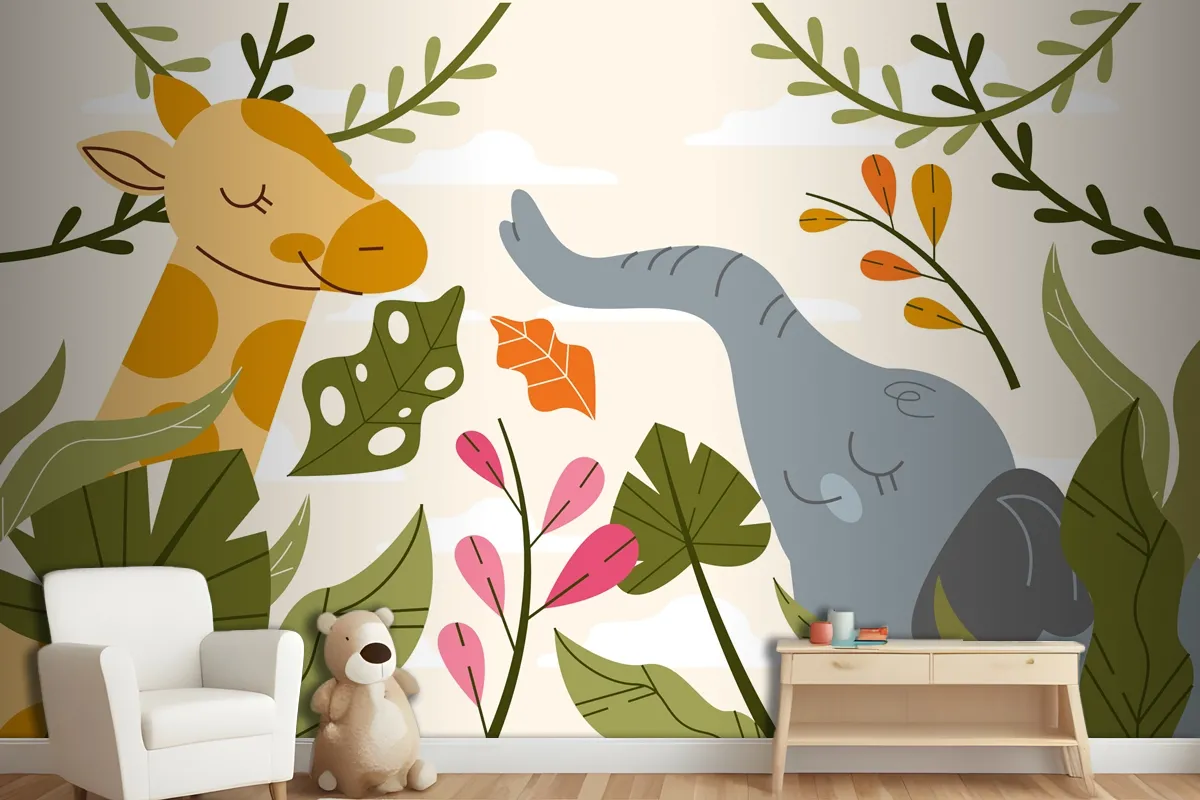 Hand Drawn Wildlife Background Wallpaper Mural