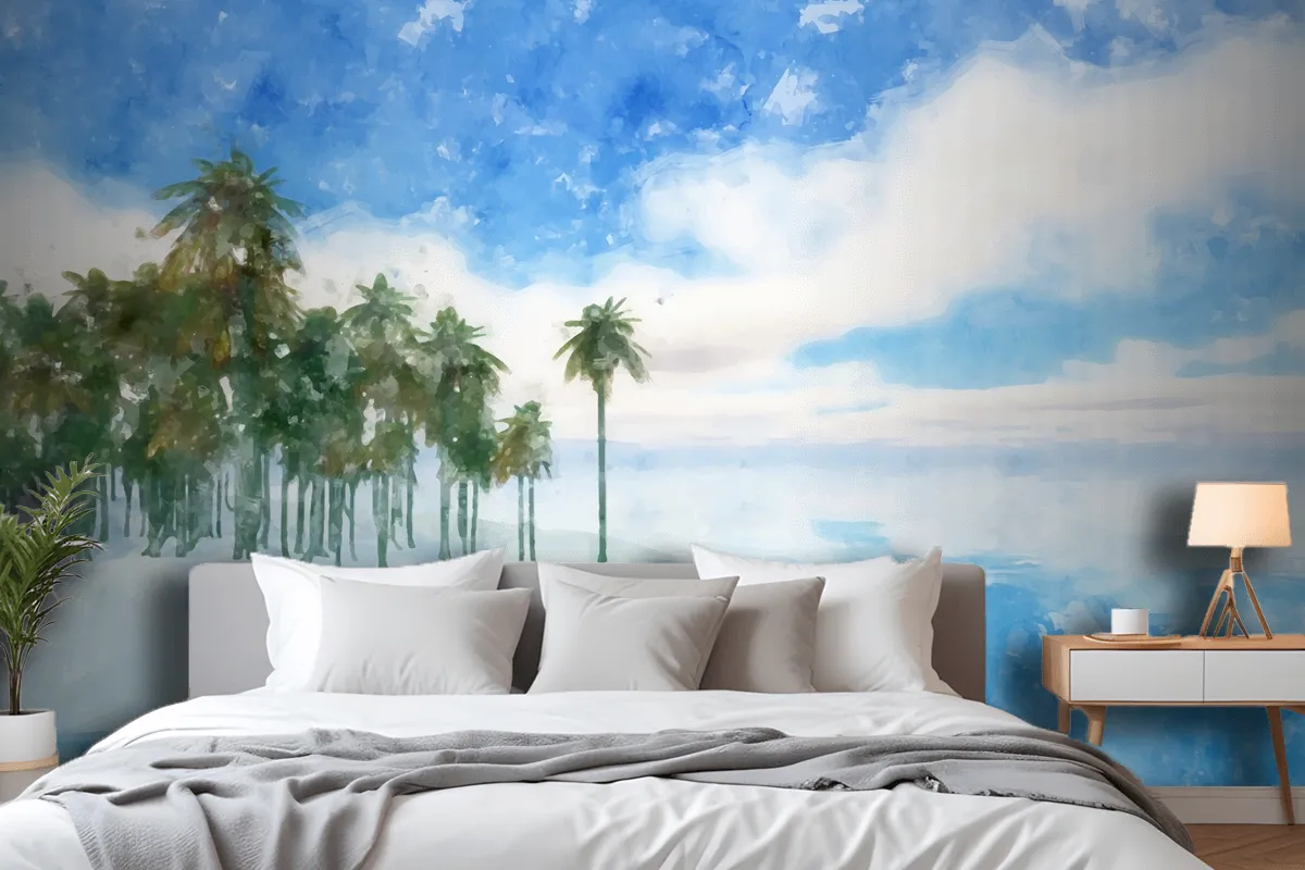 Watercolor Summer Tropical Wallpaper Mural