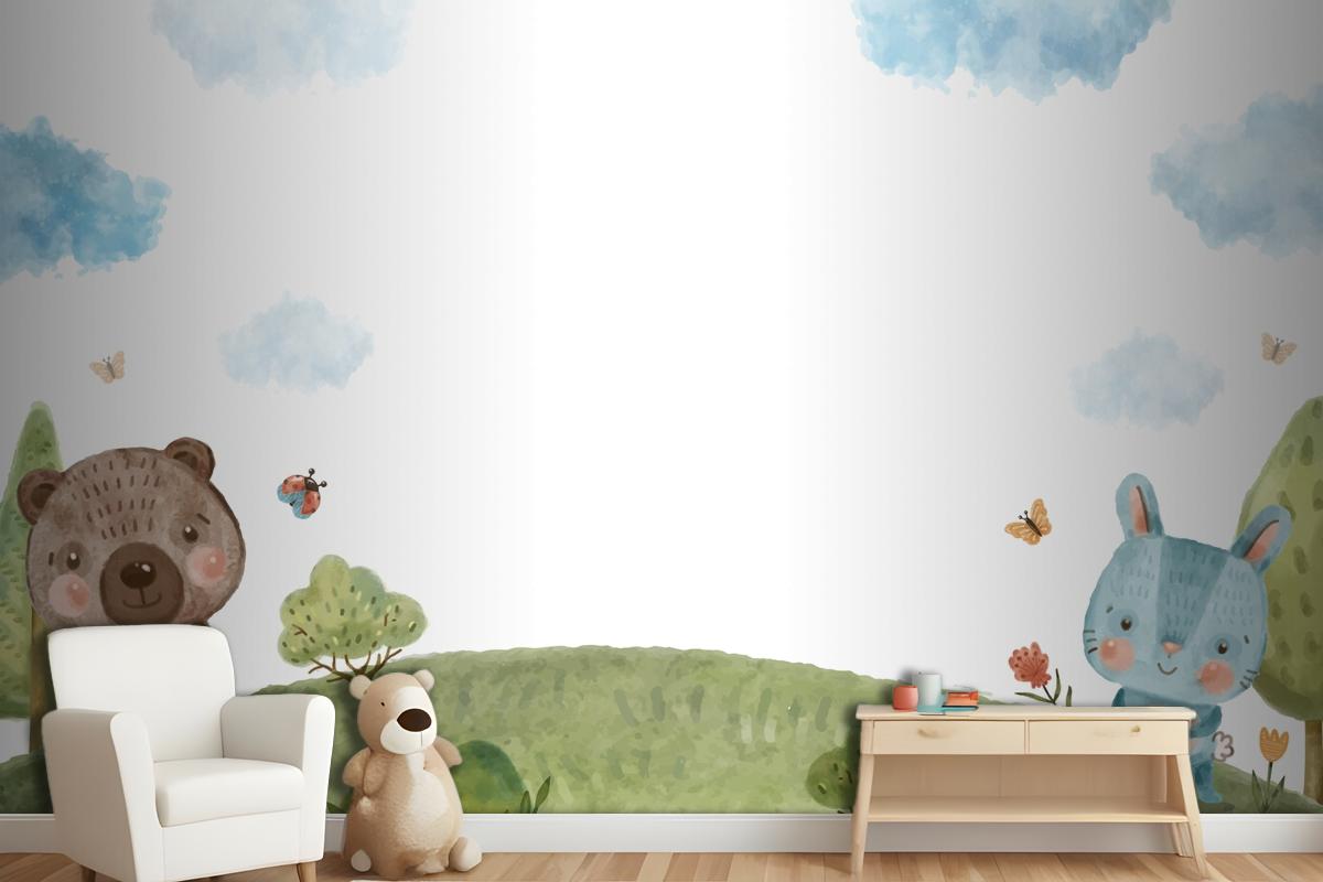 Watercolor Wildlife Background Wallpaper Mural