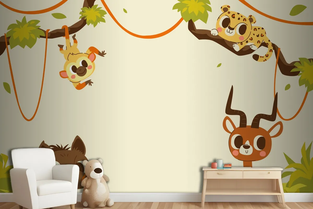 Hand Drawn Wildlife Background Wallpaper Mural