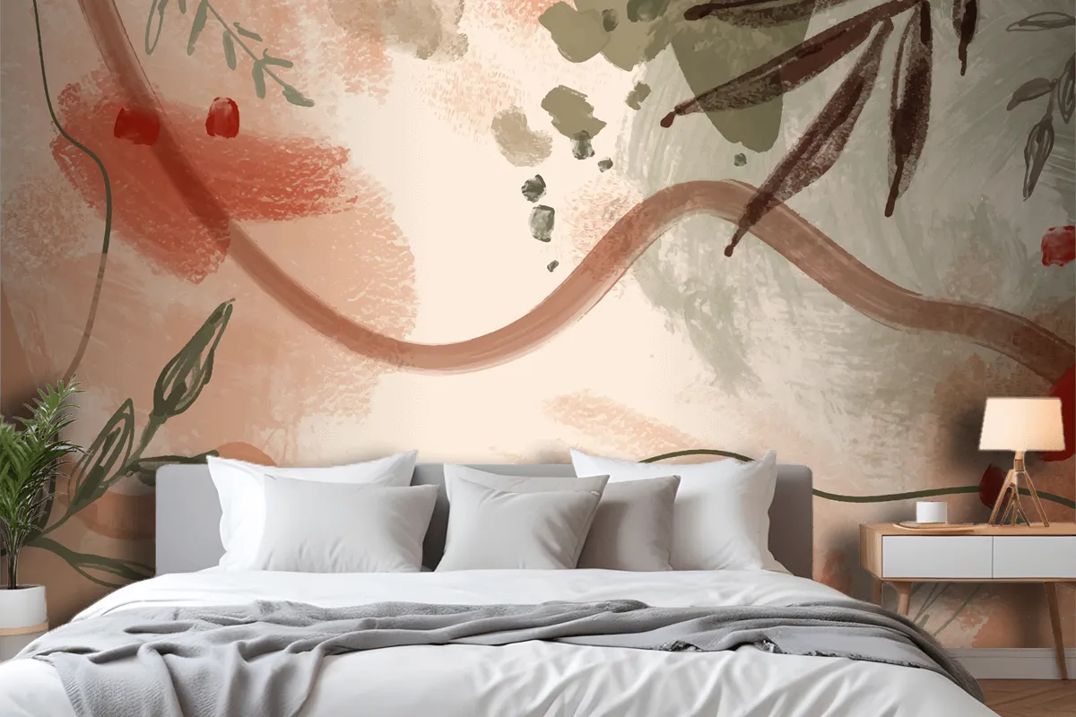 Watercolor Terracotta Pattern Design Wallpaper Mural