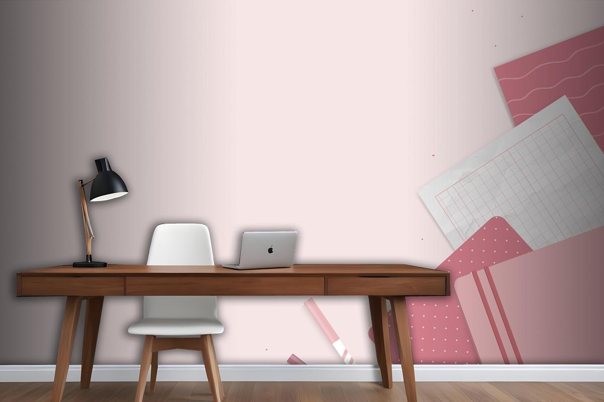 Pink Notepad Planner Set Wallpaper Mural