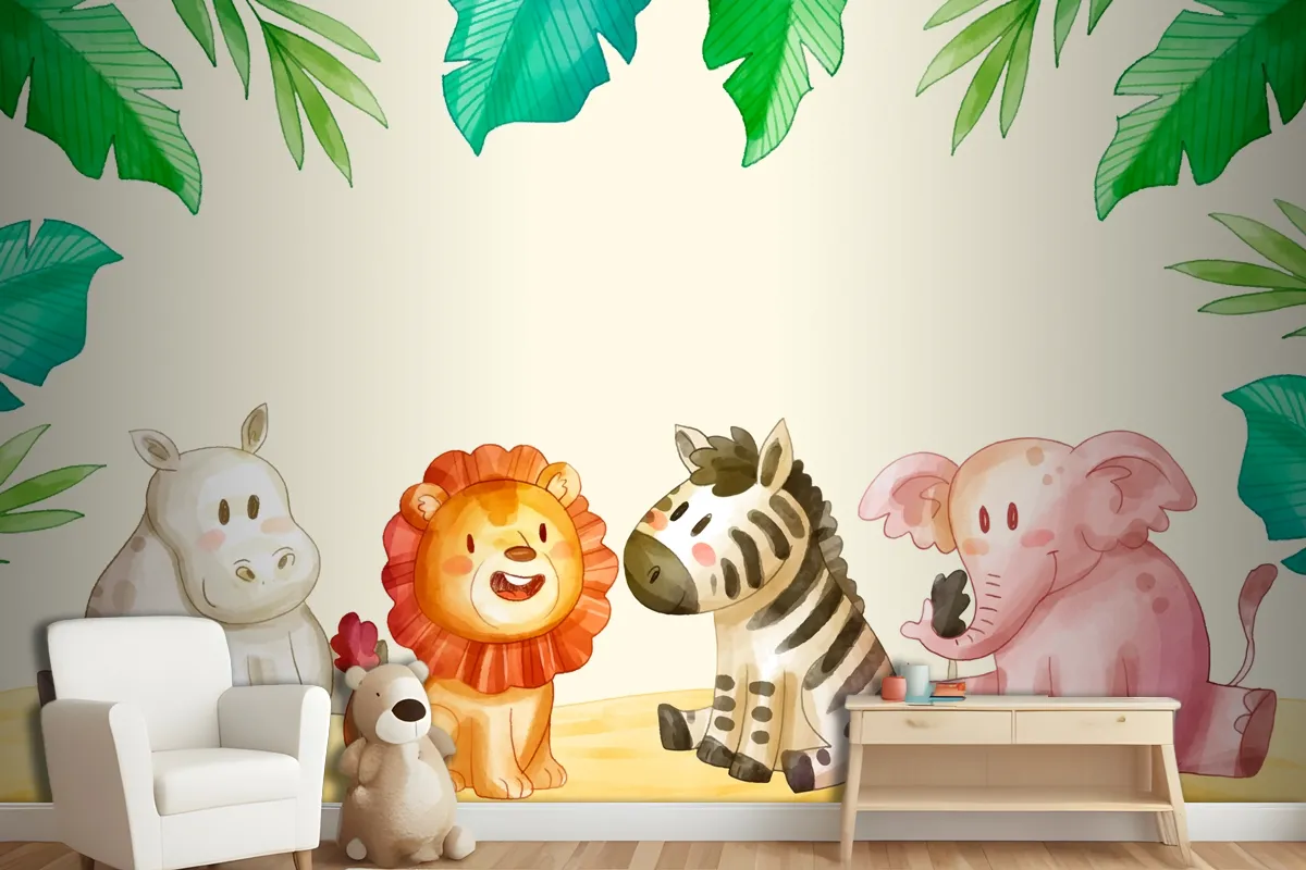 Watercolor Safari Background Wallpaper Mural