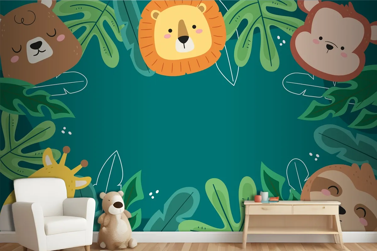 Flat Background For World Wildlife Day With Flora And Fauna Wallpaper Mural