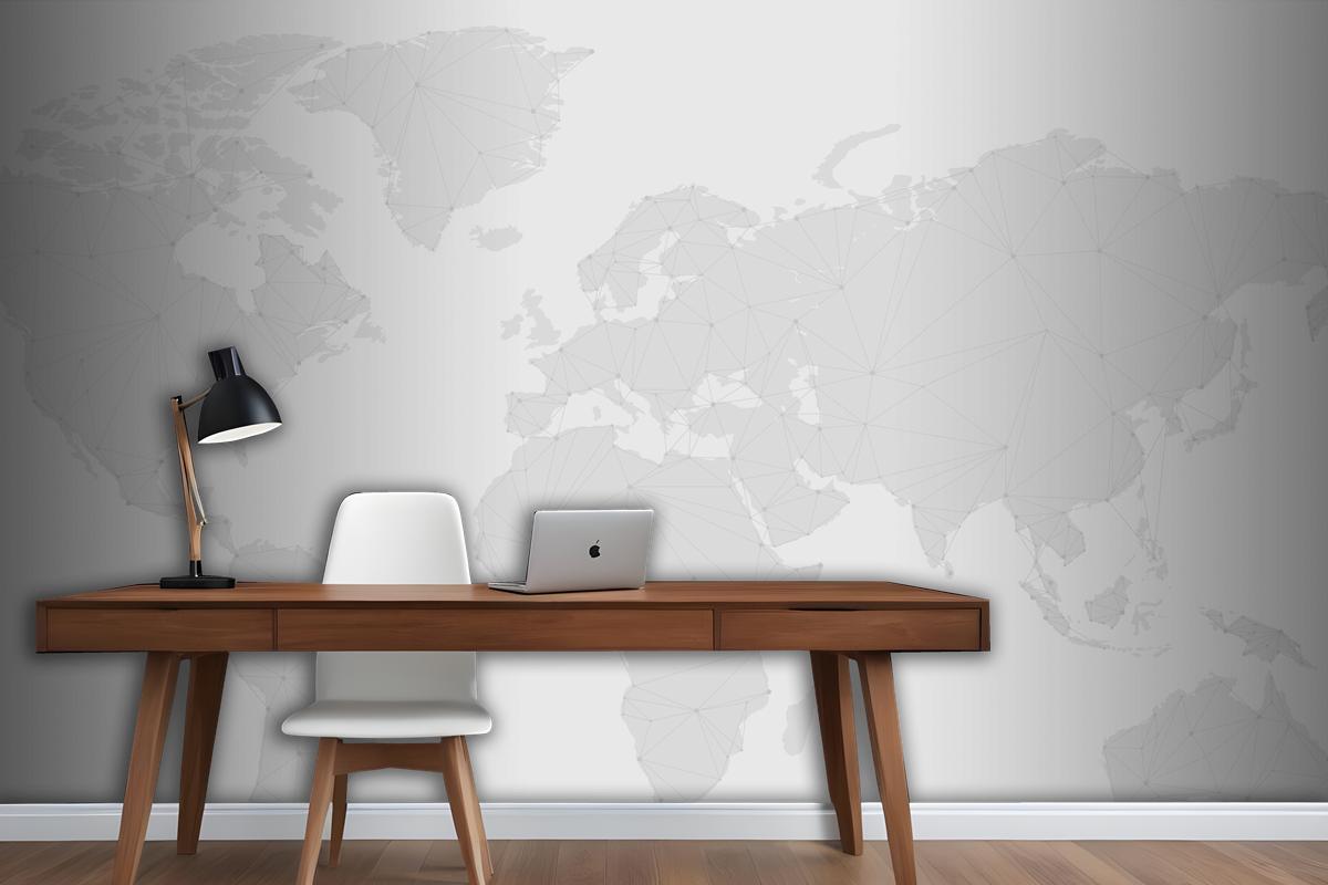 Worldwide Connection Gray Background Wallpaper Mural