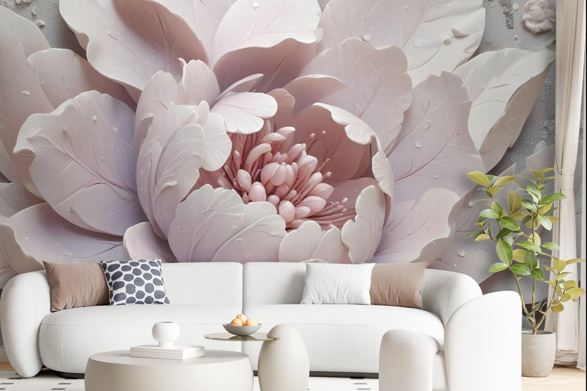 3D Look Soft Floral Wallpaper Mural