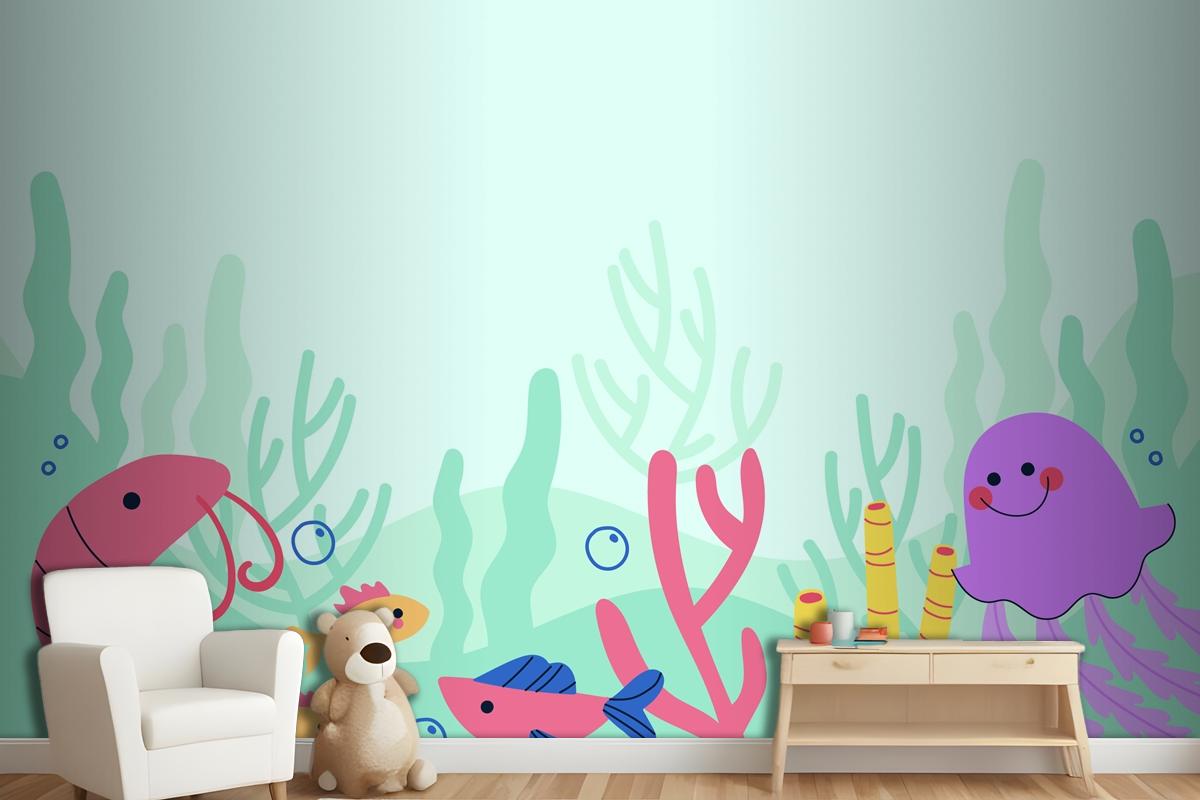 Flat World Oceans Day Background Wallpaper Mural