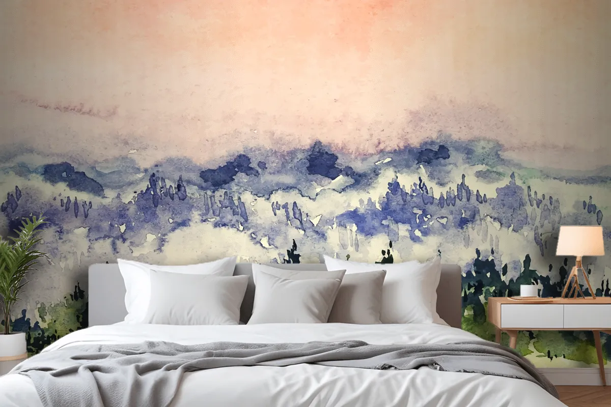 Abstract Watercolor Landscape Background Wallpaper Mural