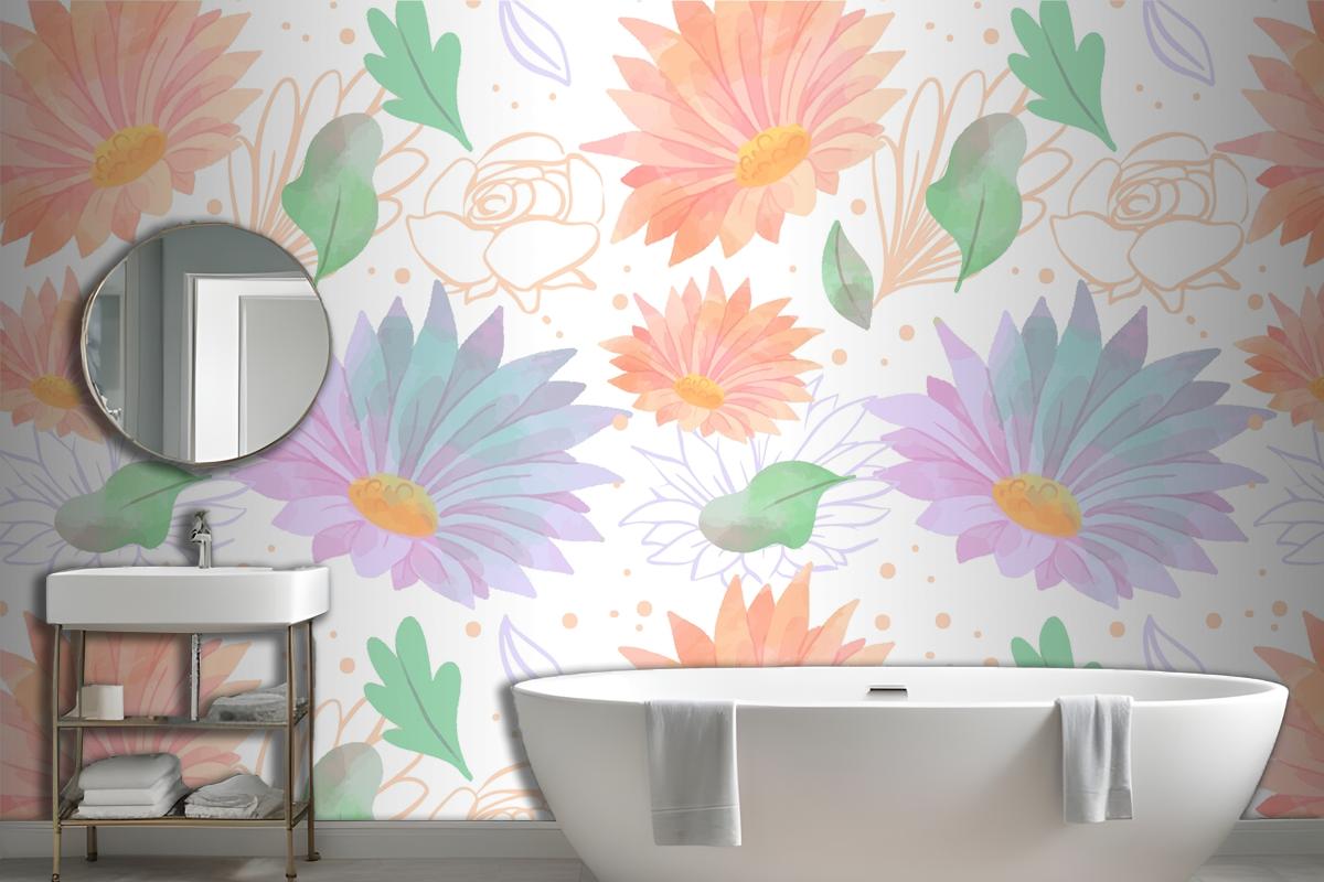 Floral Background With Soft Colors Wallpaper Mural