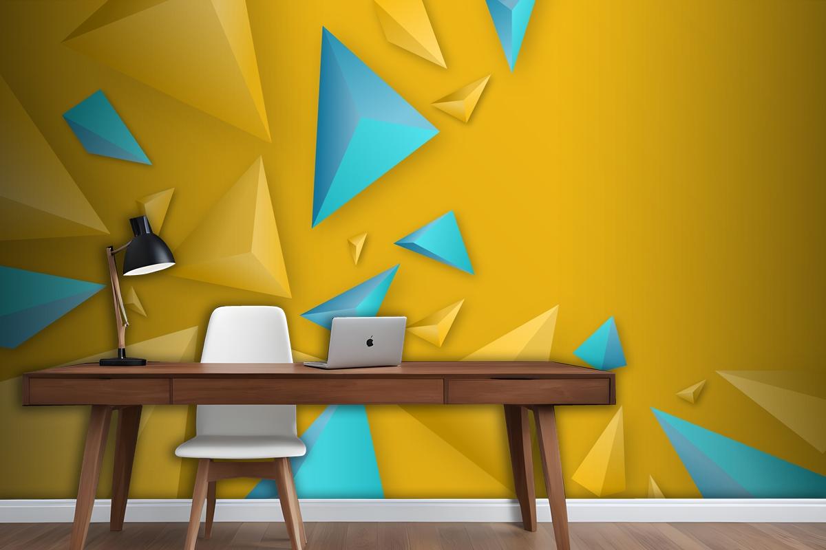 3D Triangle Background With Vivid Colors Wallpaper Mural