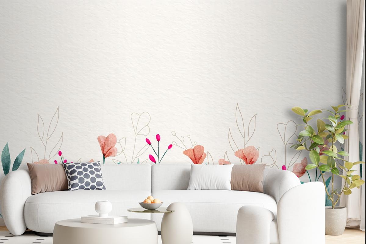 Watercolor Floral Wallpaper Concept Wallpaper Mural