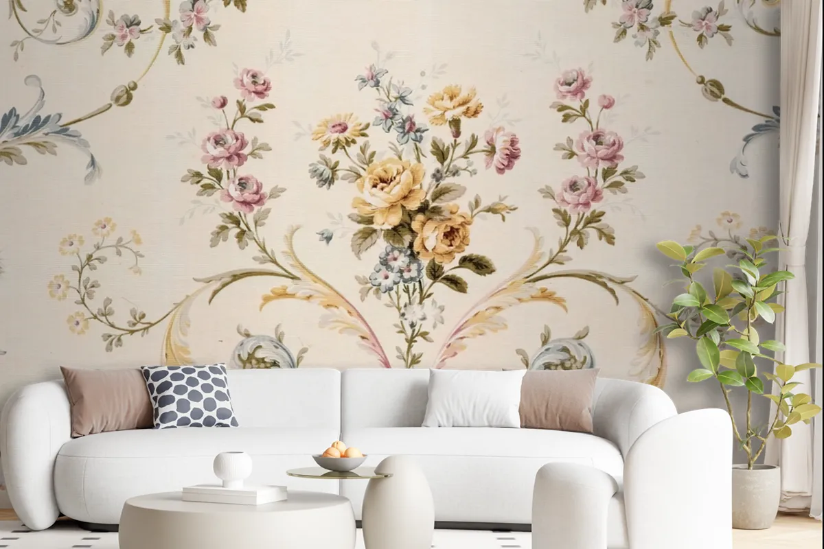 Bed Of Roses Floral Antique Wallpaper Mural