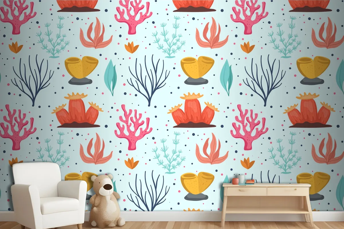 Coral Pattern Collection Concept Wallpaper Mural