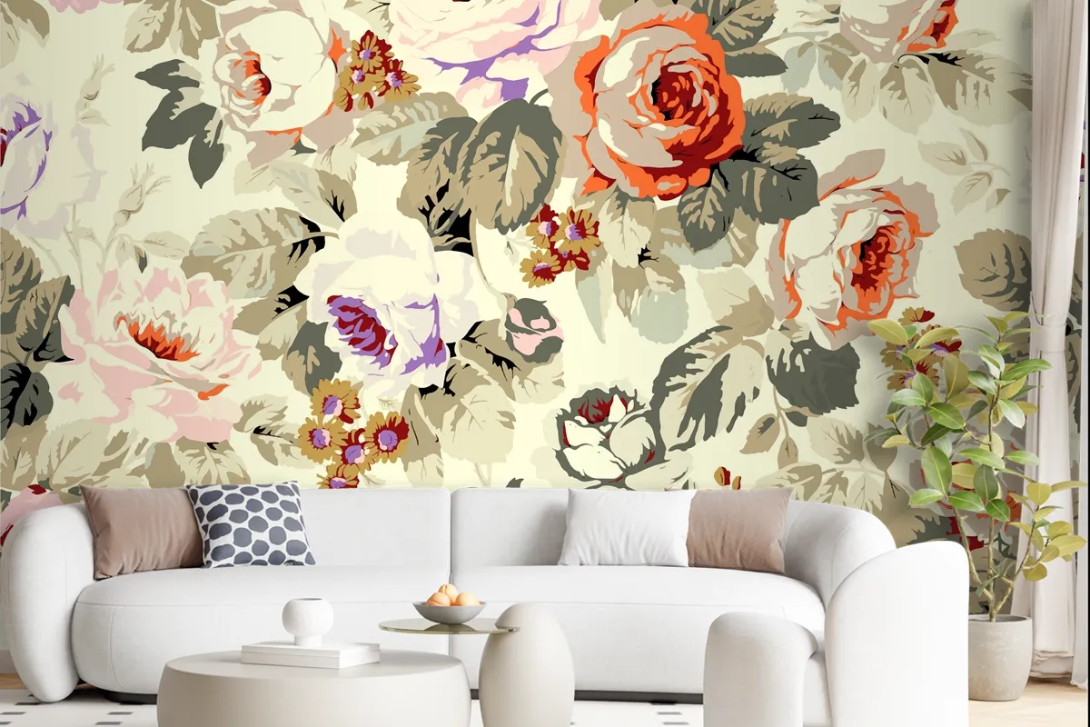 Flowers Repeat Pattern Design Wallpaper Mural