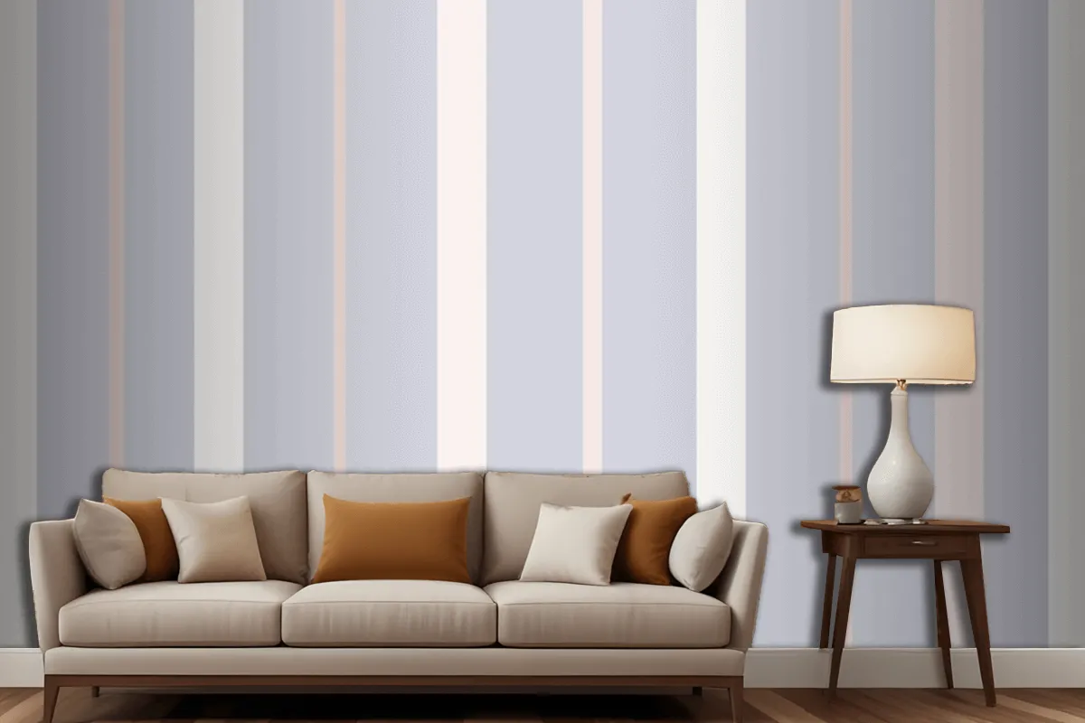 Aesthetic Background Line Pattern In Purple Pastel Living Room Wallpaper Mural