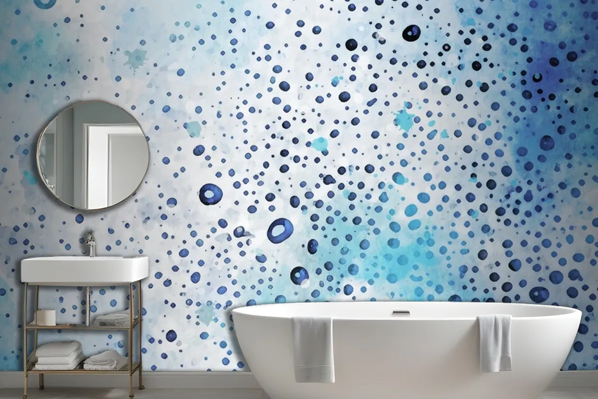 Bubble Dot Watercolor Texture Bathroom Wallpaper Mural