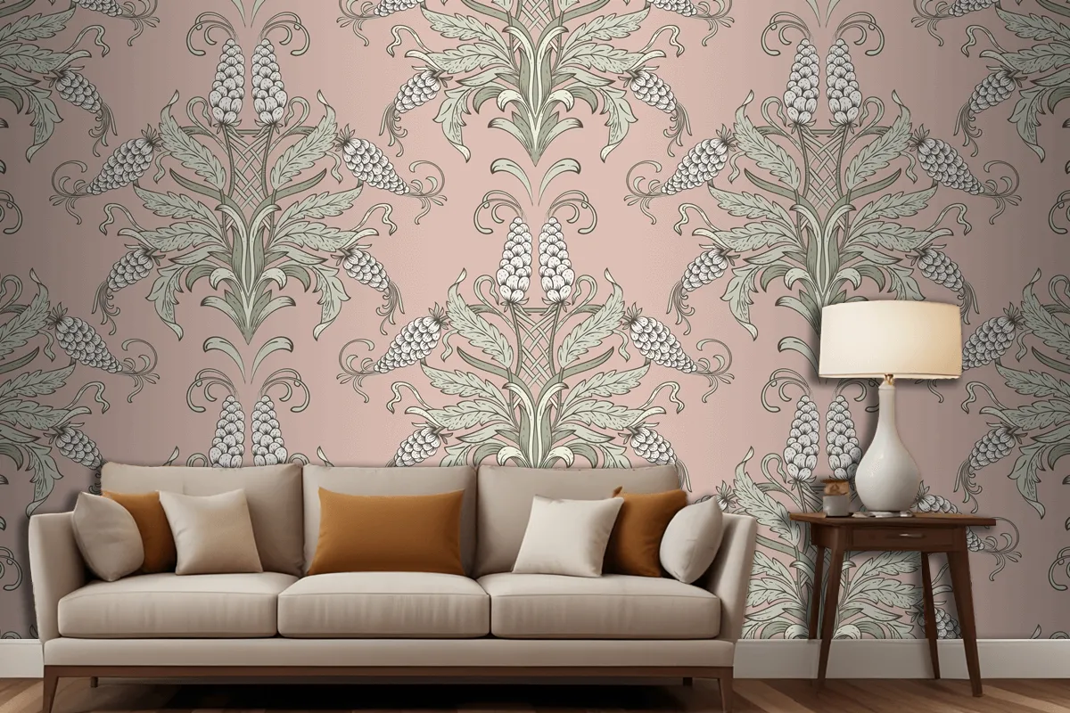 Damask Seamless Emboss Pattern  Wallpaper Mural