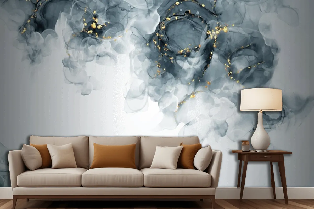 Elegant Hand Painted Alcohol Living Room Wallpaper Mural